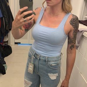 Sky blue body suit tank top NWT